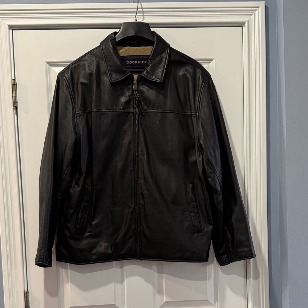 Dockers Men's Black Leather Jacket